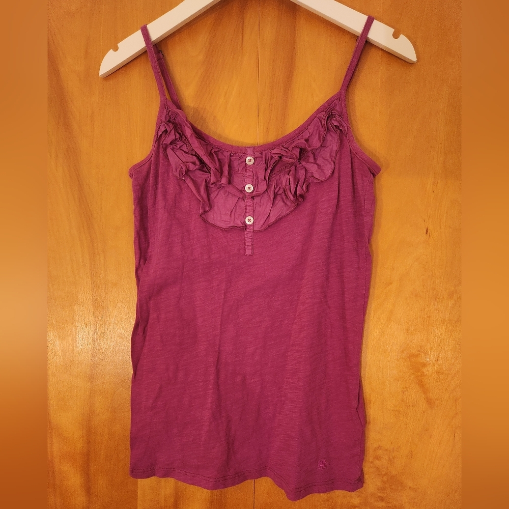 Tommy Hilfiger Women's Ruffle Cotton Tank Top Size XS in Magenta